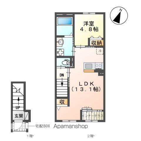 春日部市花積アパート工事(1LDK/2階)の間取り写真