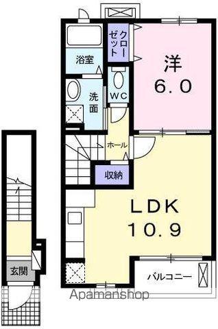 シエロB(1LDK/2階)の間取り写真