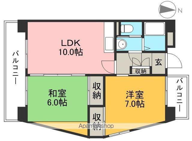 インペリアル西本2(2LDK/3階)の間取り写真