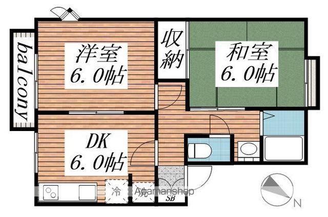エスポワールA棟(2DK/1階)の間取り写真