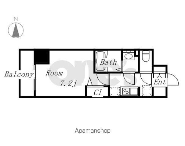 プレサンス久屋大通公園セラフィ(1K/2階)の間取り写真