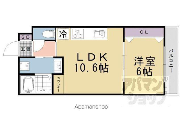 NOAH山科椥辻(1LDK/2階)の間取り写真