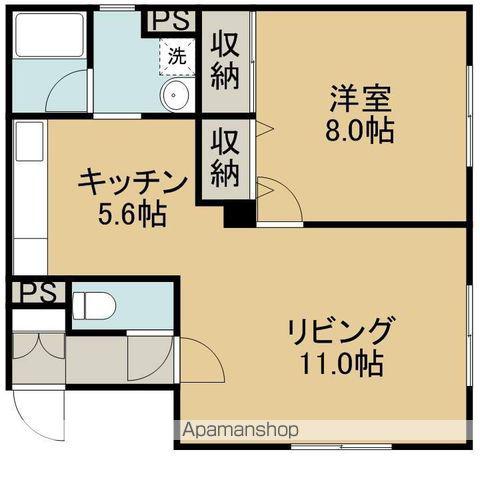 KIビル(1LDK/3階)の間取り写真