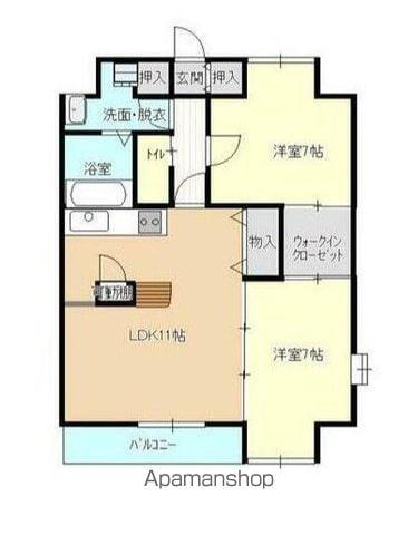 フォンターナ碩田(2LDK/3階)の間取り写真