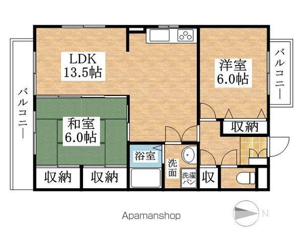 エクセレントピア(2LDK/2階)の間取り写真