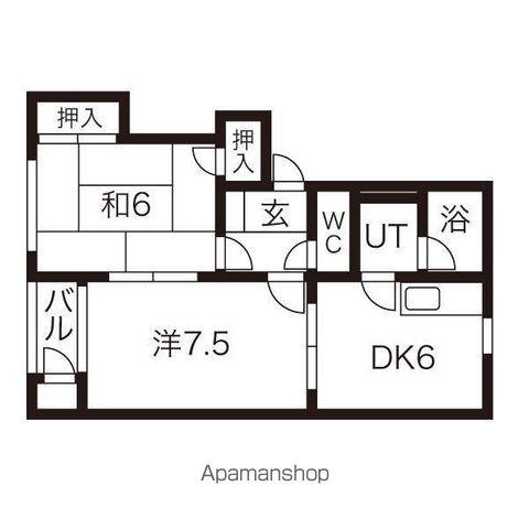 アップルヴィレッジZ棟(2DK/1階)の間取り写真