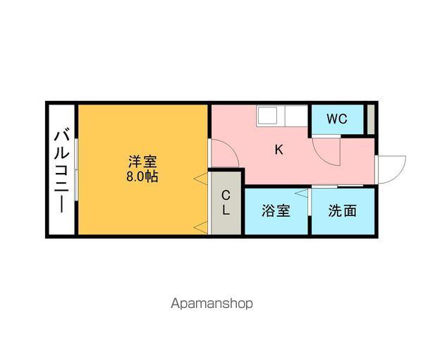 シャインF(1K/2階)の間取り写真