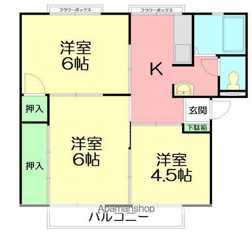 サンリバティ2(3DK/2階)の間取り写真