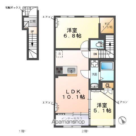  野田市なみき3丁目アパート(2LDK/2階)の間取り写真