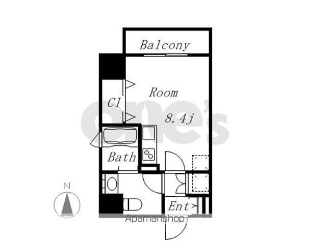 プリヴィアーレ金山(ワンルーム/12階)の間取り写真