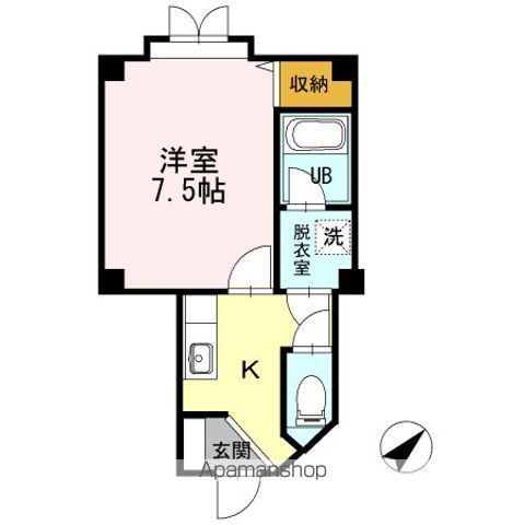 ウエルネス万代(1K/1階)の間取り写真