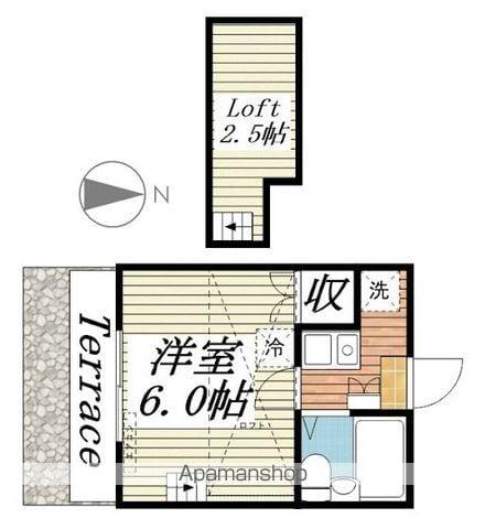 シャルマン東松江(1K/1階)の間取り写真