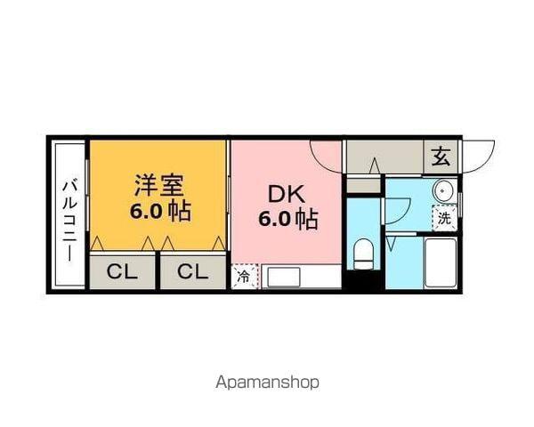 栗木第8ビル(1DK/2階)の間取り写真