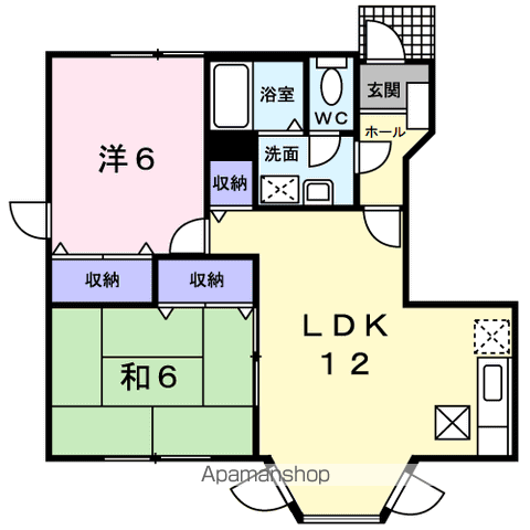 ガーデンヒルズ三咲Ⅴ(2LDK/1階)の間取り写真