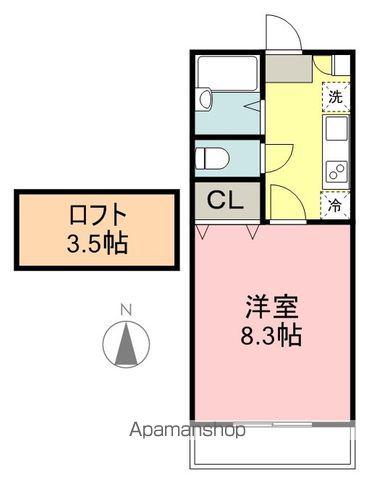 プリンスコート高松(1K/1階)の間取り写真