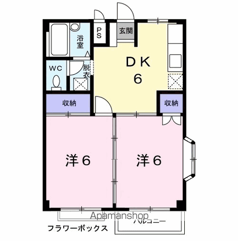 パレラフォーレ(2DK/2階)の間取り写真