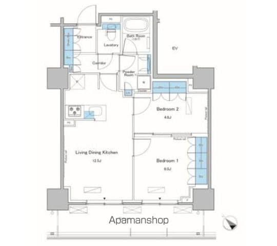 ルフォンプログレ滝野川(2LDK/13階)の間取り写真