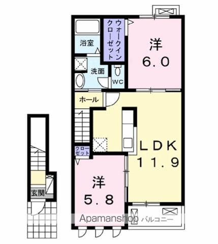 ヴィオラ グランデ Ⅰ(2LDK/2階)の間取り写真