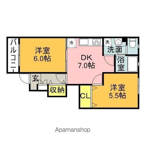 KMハイツB(2DK/1階)の間取り写真