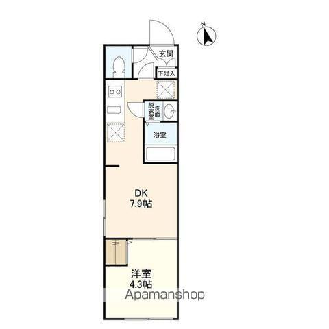 ウェルスクエアイズム中野坂上(1DK/2階)の間取り写真