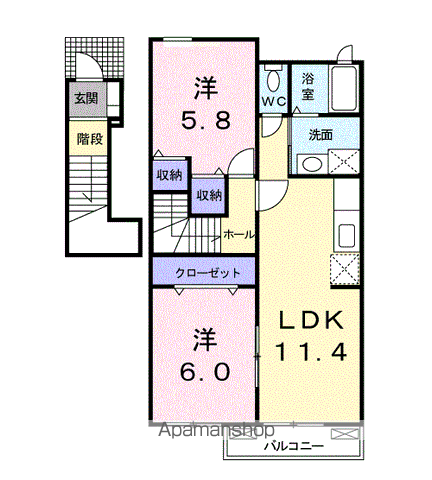 プラージュA(2LDK/2階)の間取り写真