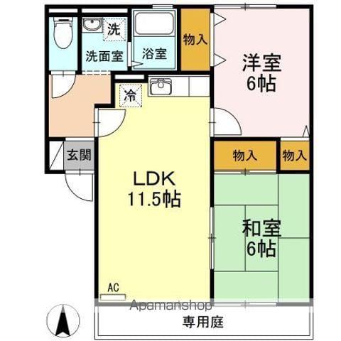 シャトレーワタナベ(2LDK/1階)の間取り写真