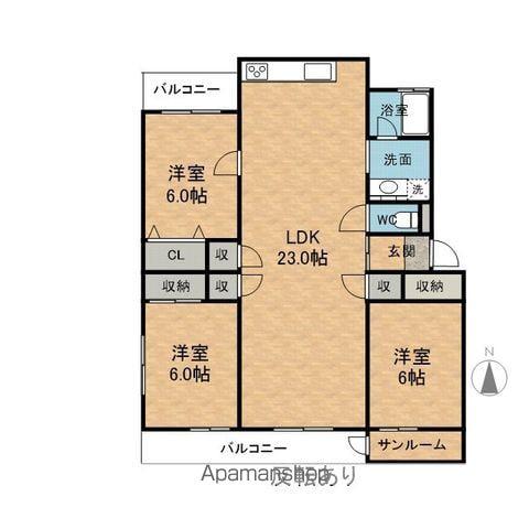 グランシーサイド三国(3LDK/2階)の間取り写真