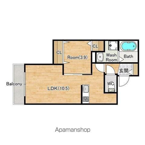 ジーメゾン岸和田スフィール(1LDK/3階)の間取り写真