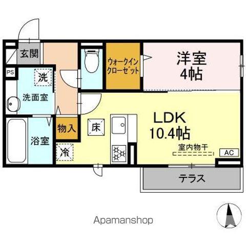 GRAND D-ROOM高宮北W(1LDK/1階)の間取り写真