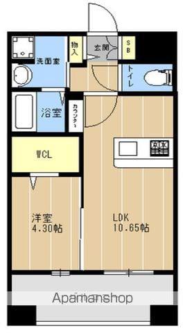 LIBTHマーレ平成Ⅱ(1LDK/10階)の間取り写真
