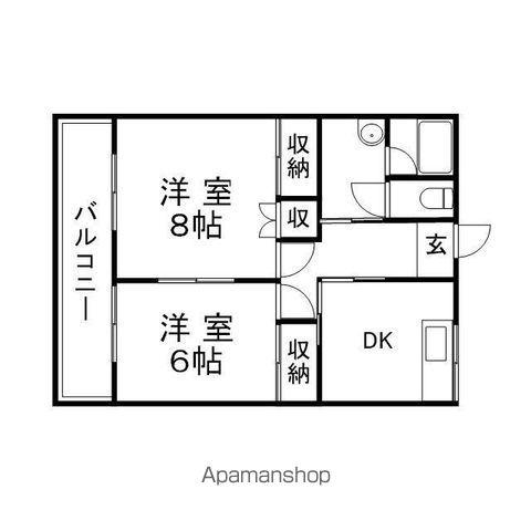 コーポ一由(2DK/1階)の間取り写真