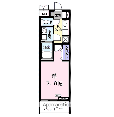 ハミング豊(1K/2階)の間取り写真