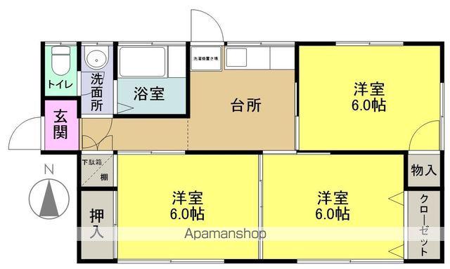 常磐線 いわき駅 バス乗車時間：15分 下川原バス停で下車 徒歩3分 1階建 築53年(3K)の間取り写真