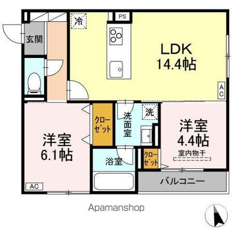 D-RESIDENCE引野(2LDK/1階)の間取り写真