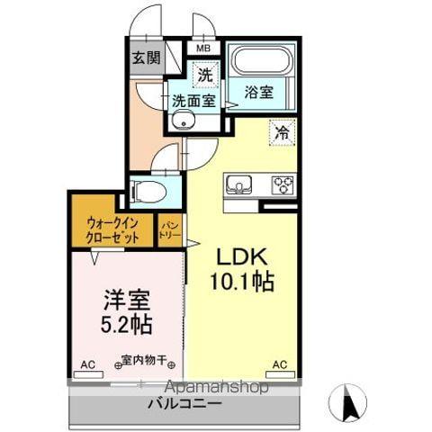 D-ROOMあすと長町I(1LDK/3階)の間取り写真