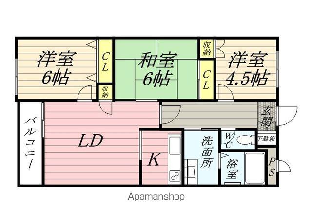 ルッソ渡辺(3LDK/2階)の間取り写真