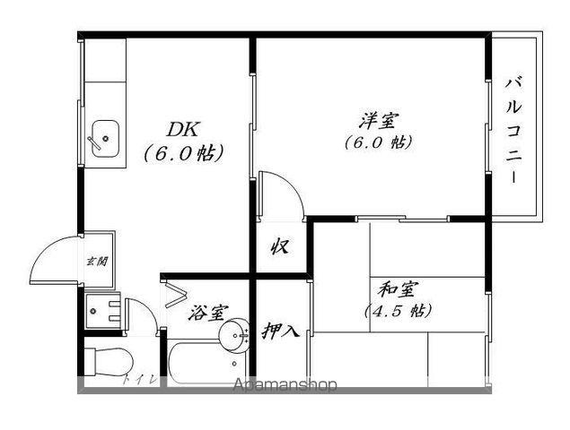 岡村ハイツ(2DK/2階)の間取り写真