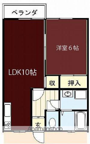 ミースアムール(1LDK/2階)の間取り写真