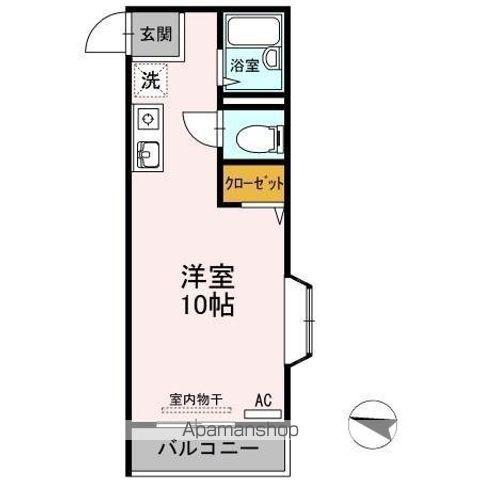 バウハウス弐番館(ワンルーム/1階)の間取り写真