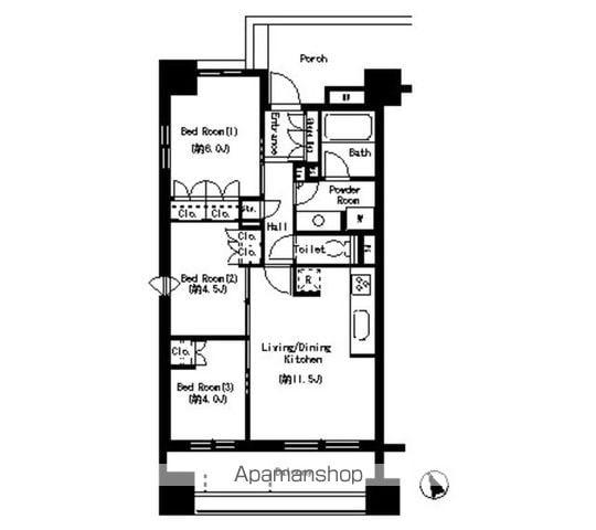 パークアクシス大塚(3LDK/6階)の間取り写真