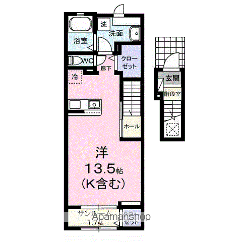 ルーセンス(ワンルーム/2階)の間取り写真