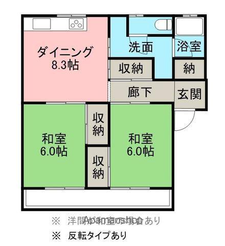 みたかハイツ松之木(2DK/3階)の間取り写真