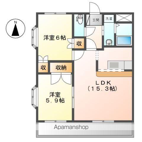エメラルド・ノ-ビレⅠ(2LDK/3階)の間取り写真