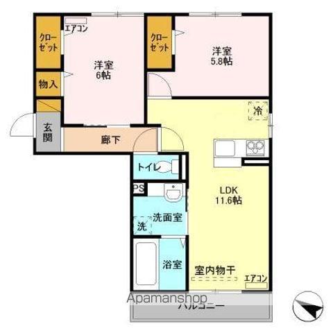 アベニ-ルⅡ(2LDK/3階)の間取り写真