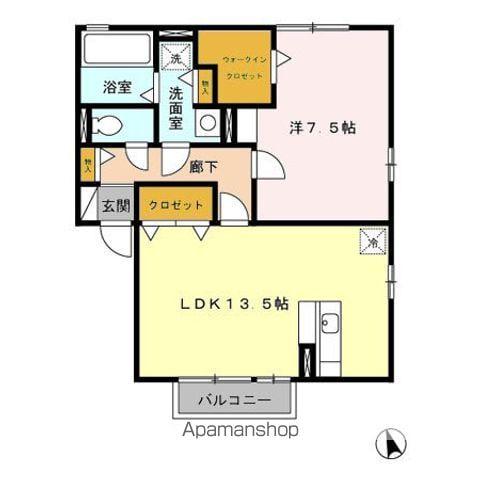 ウィルモアC(1LDK/2階)の間取り写真