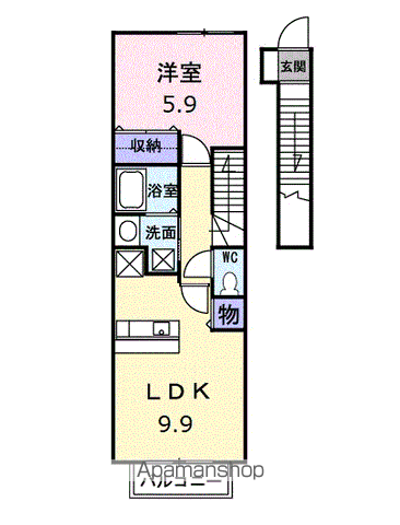 エトワールMARUNO(1LDK/2階)の間取り写真