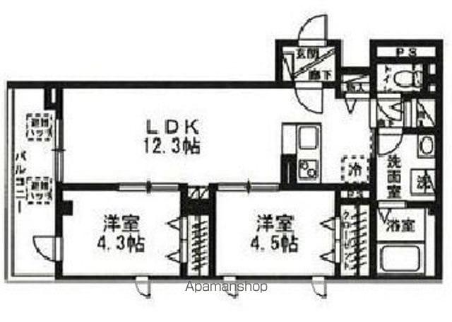 ラ・パートメント千葉(2LDK/4階)の間取り写真