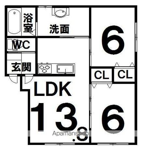 フォレスト15(2LDK/2階)の間取り写真
