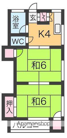 誉荘(2K/2階)の間取り写真