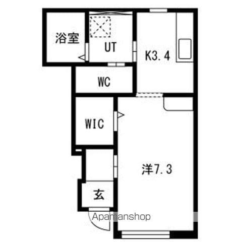 シエール(ワンルーム/1階)の間取り写真